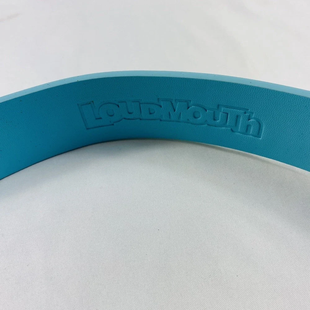 Loudmouth Golf Men Blue Polished Patent Leather Belt Logo Buckle Size 30